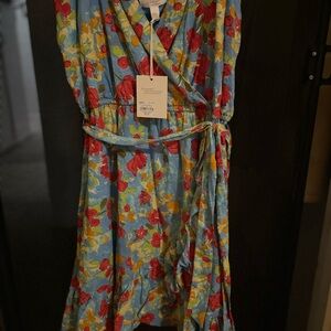 LC Lauren Conrad Floral Dress - Blue, Red, Yellow